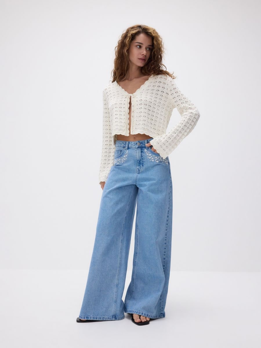 Openwork pattern cardigan - nude - RESERVED - 3