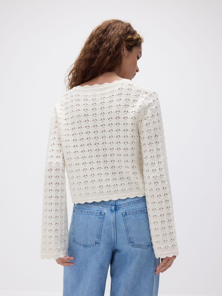 Openwork pattern cardigan - nude - RESERVED - 4