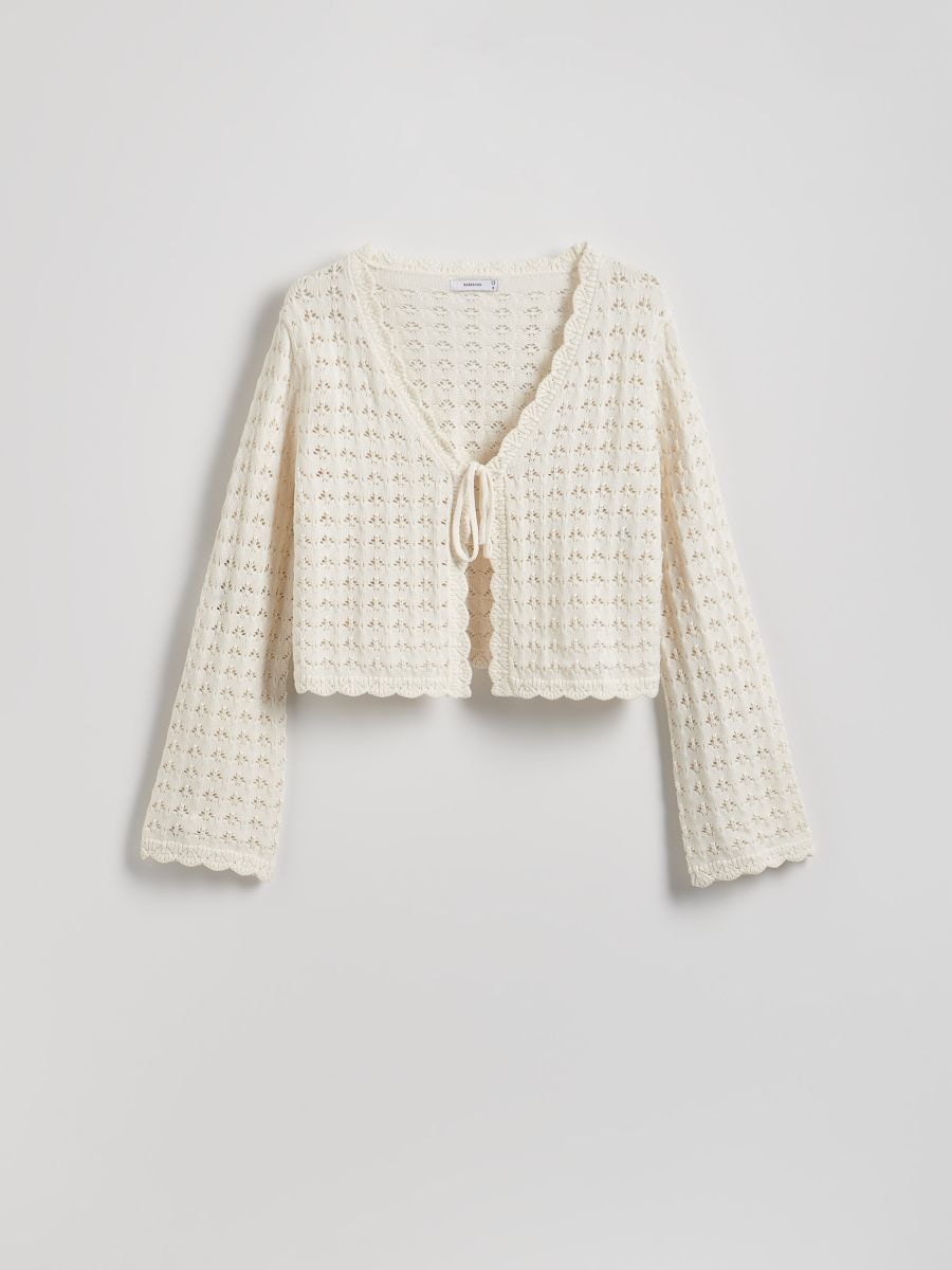 Openwork pattern cardigan - nude - RESERVED - 6