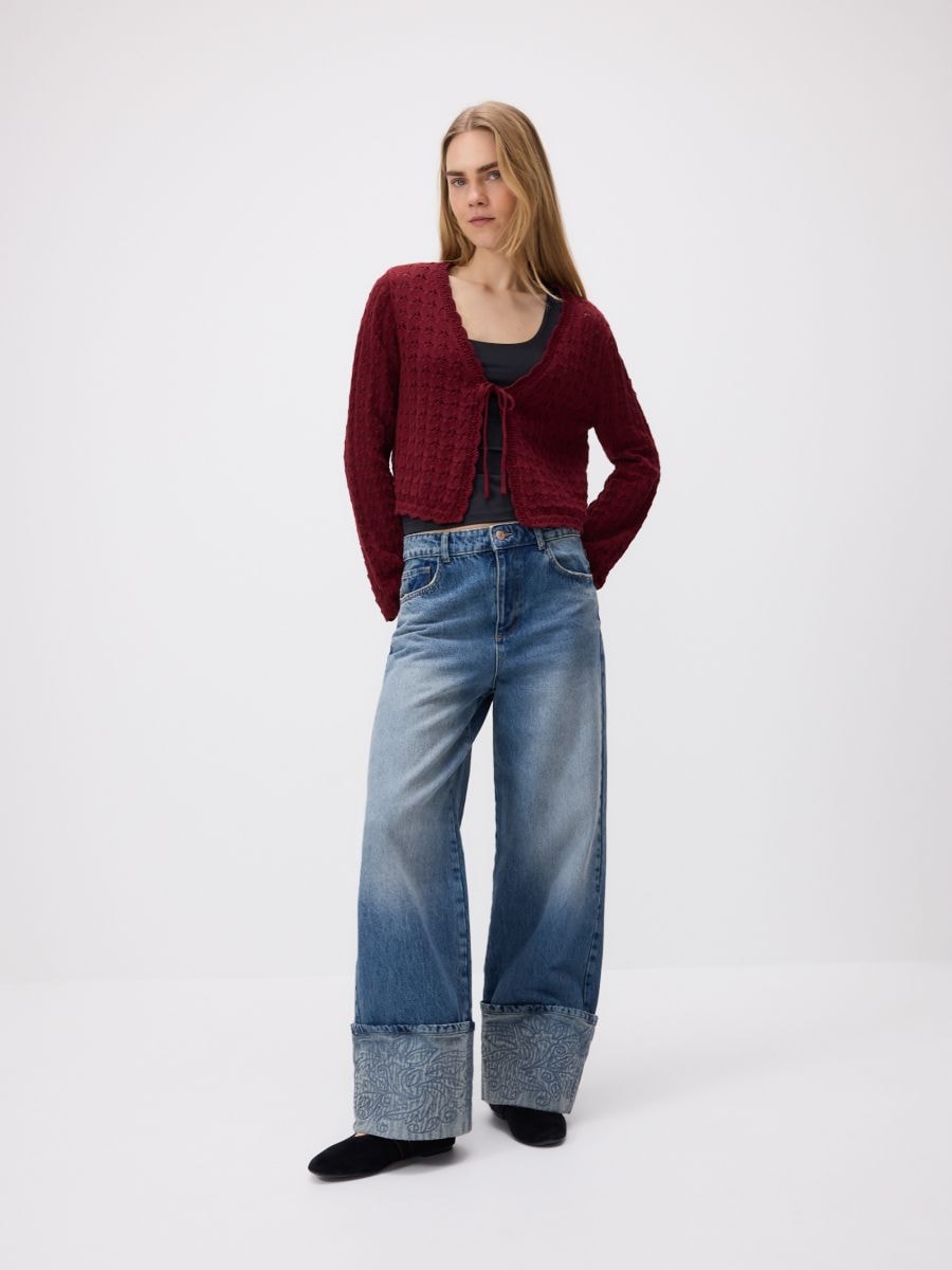 Openwork pattern cardigan - maroon - RESERVED - 2