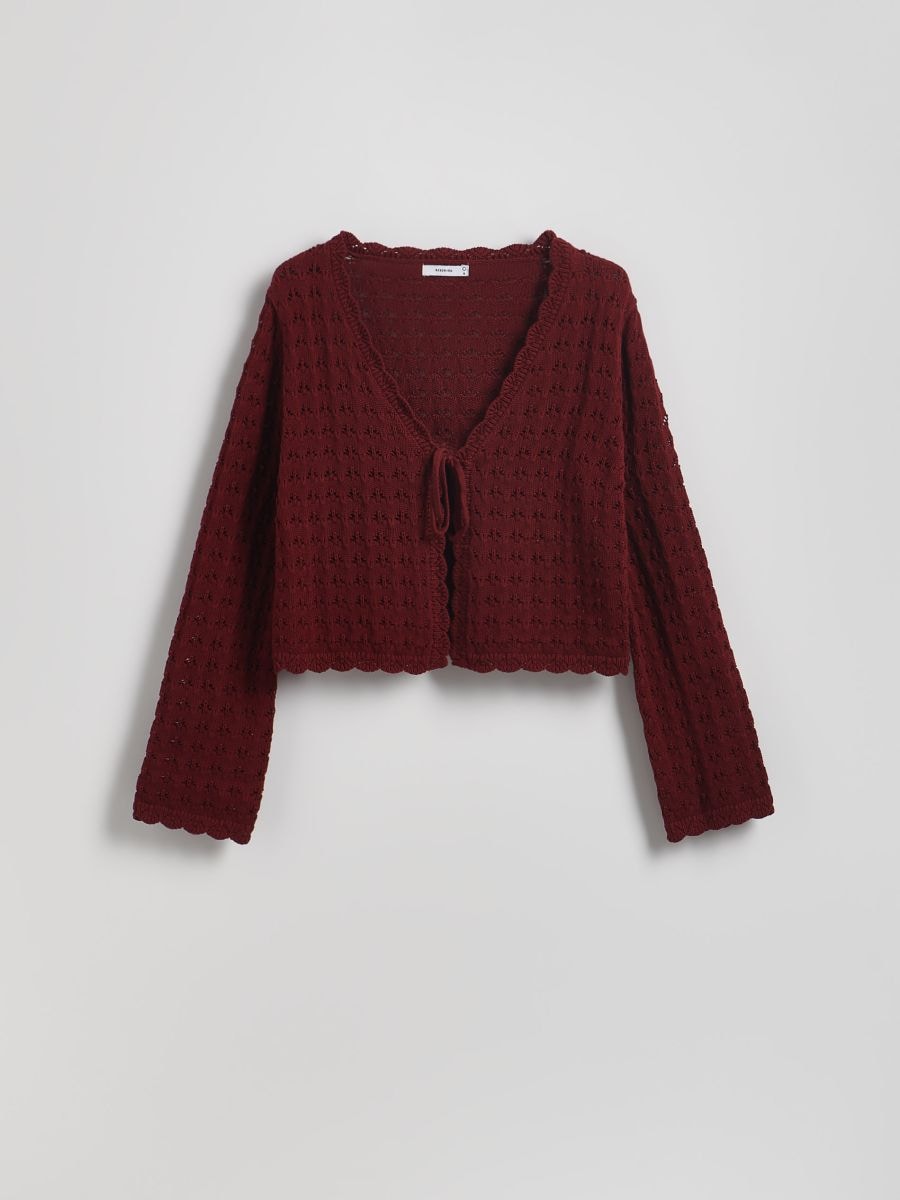 Openwork pattern cardigan - maroon - RESERVED - 5