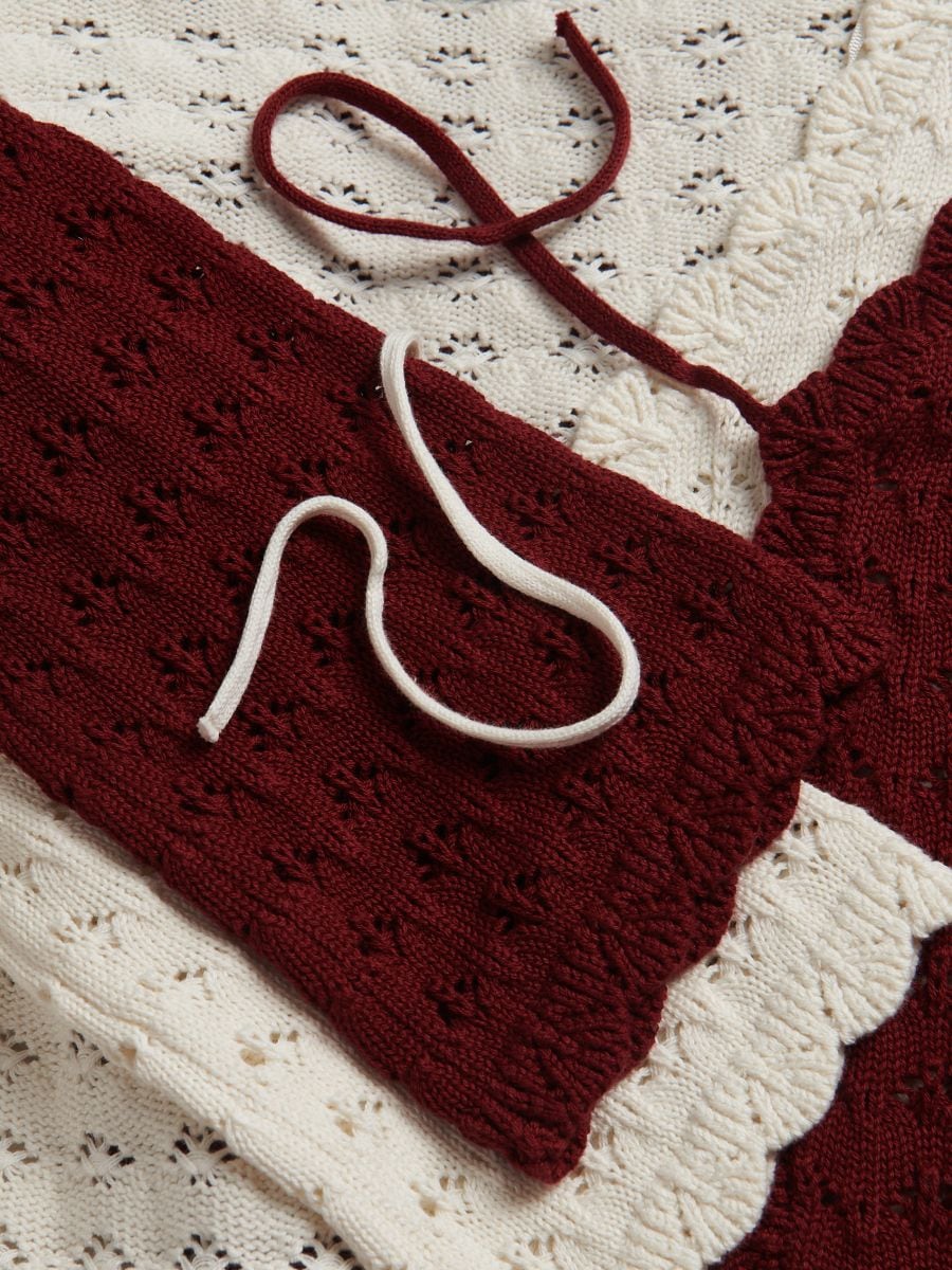 Openwork pattern cardigan - maroon - RESERVED - 6