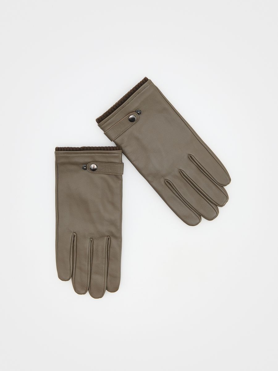 Leather gloves - beige - RESERVED