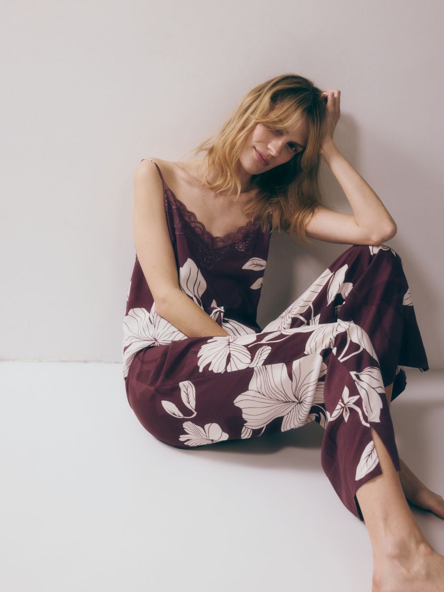 Two piece viscose pyjama set - mahogany - RESERVED - 5