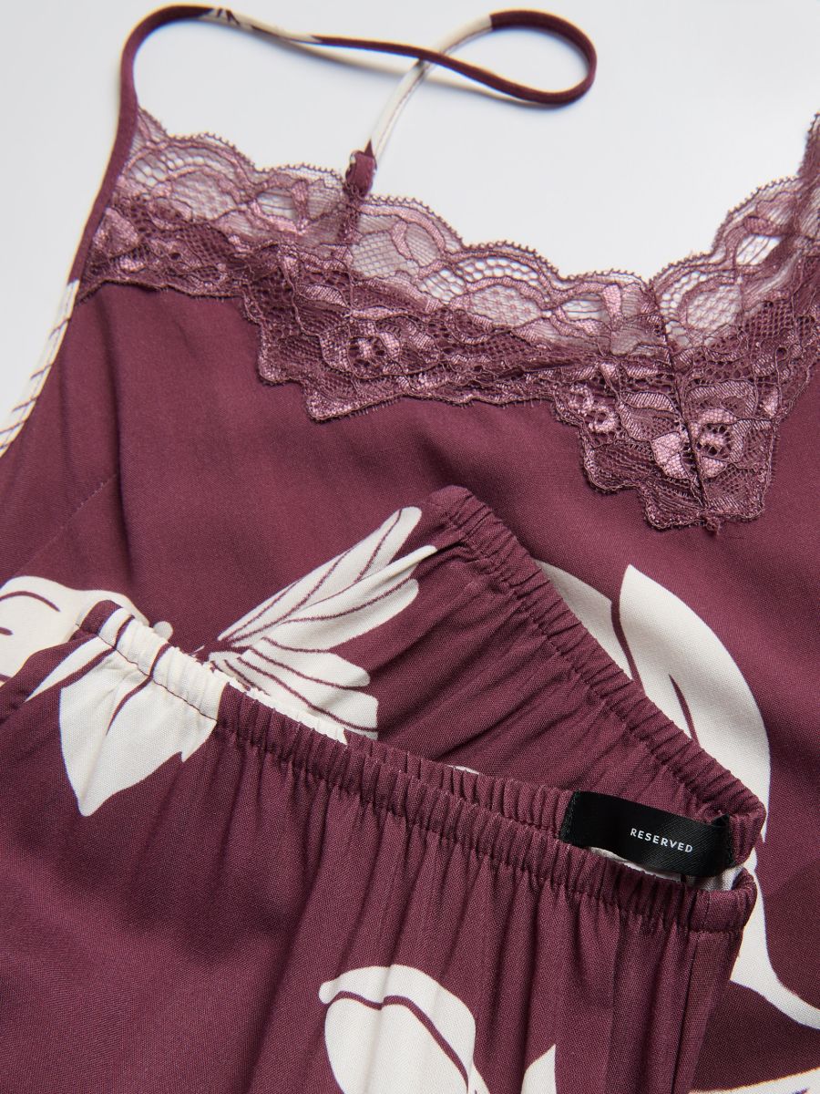 Two piece viscose pyjama set - mahogany - RESERVED - 7