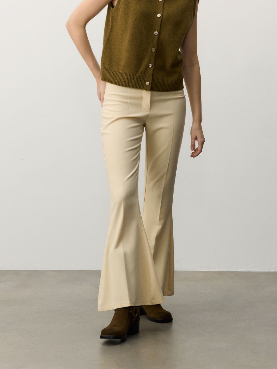 Flare pantalone  mešavinom vune - krem - RESERVED - 2