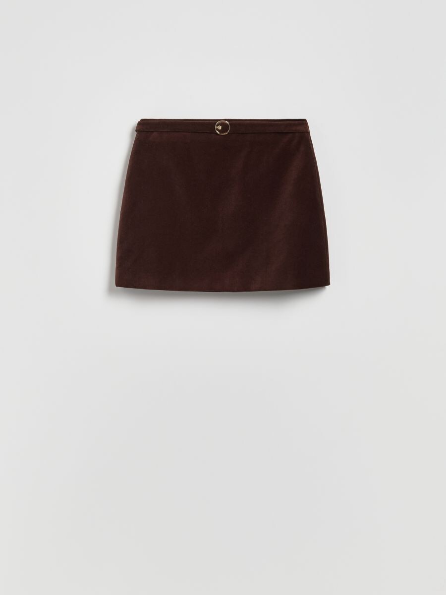 Skirt with decorative belt - dark brown - RESERVED