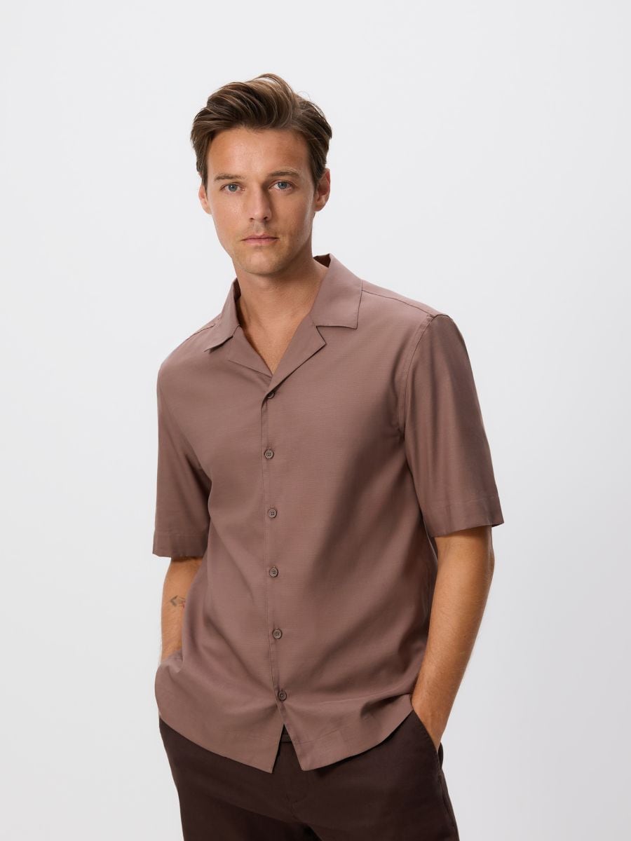 Regular fit Egyptian cotton shirt - dusty brown - RESERVED