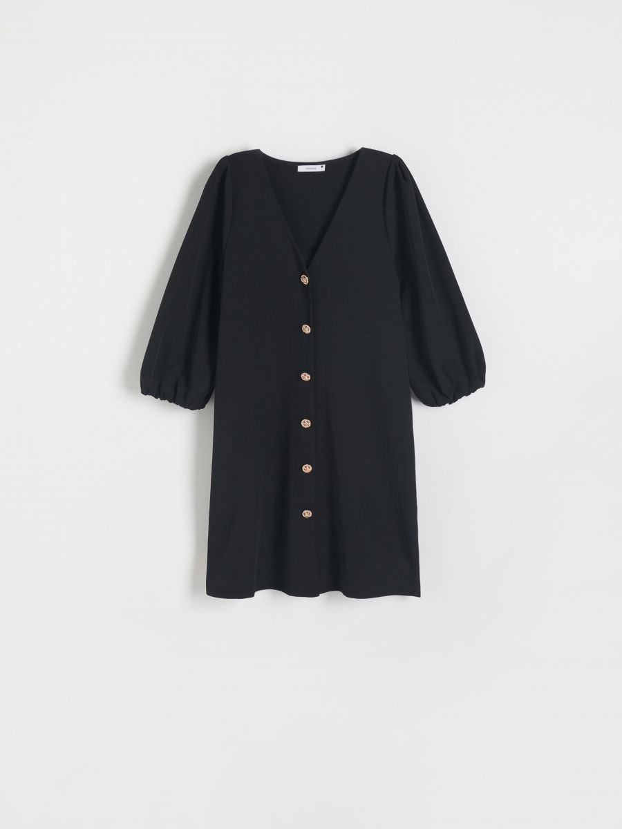 Mini dress with decorative buttons - black - RESERVED - 3