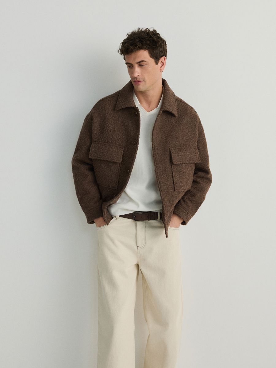 Wool blend jacket - brown - RESERVED