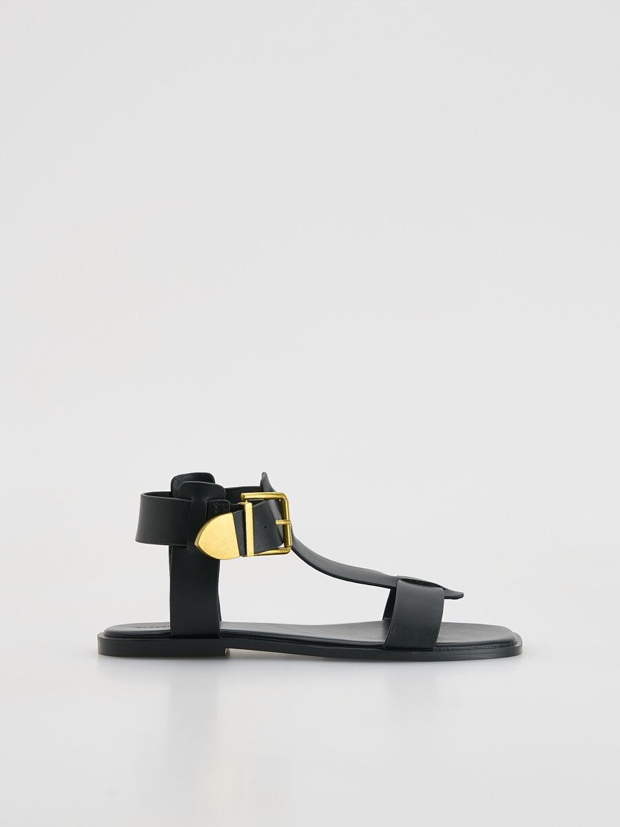 Ledersandalen - schwarz - RESERVED