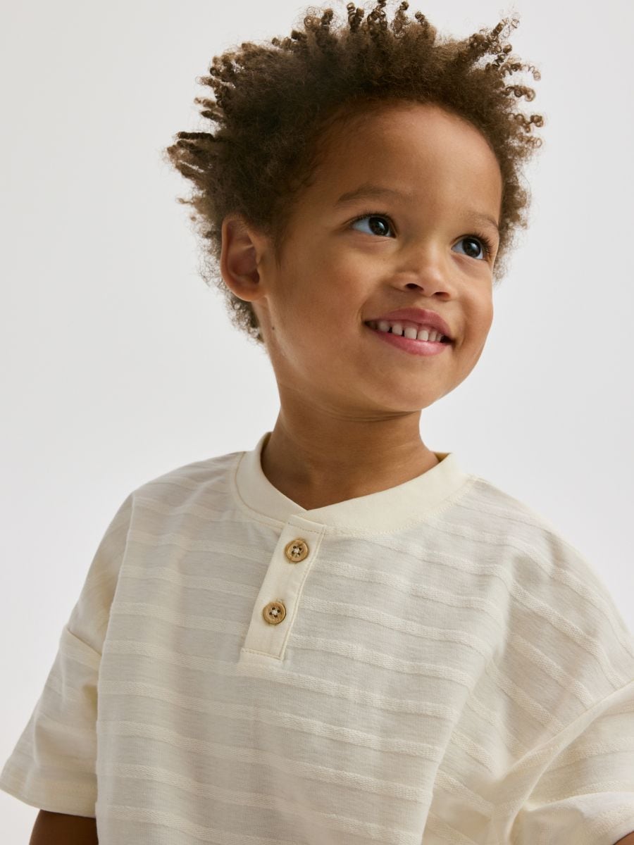 Cotton T-shirt - light yellow - RESERVED