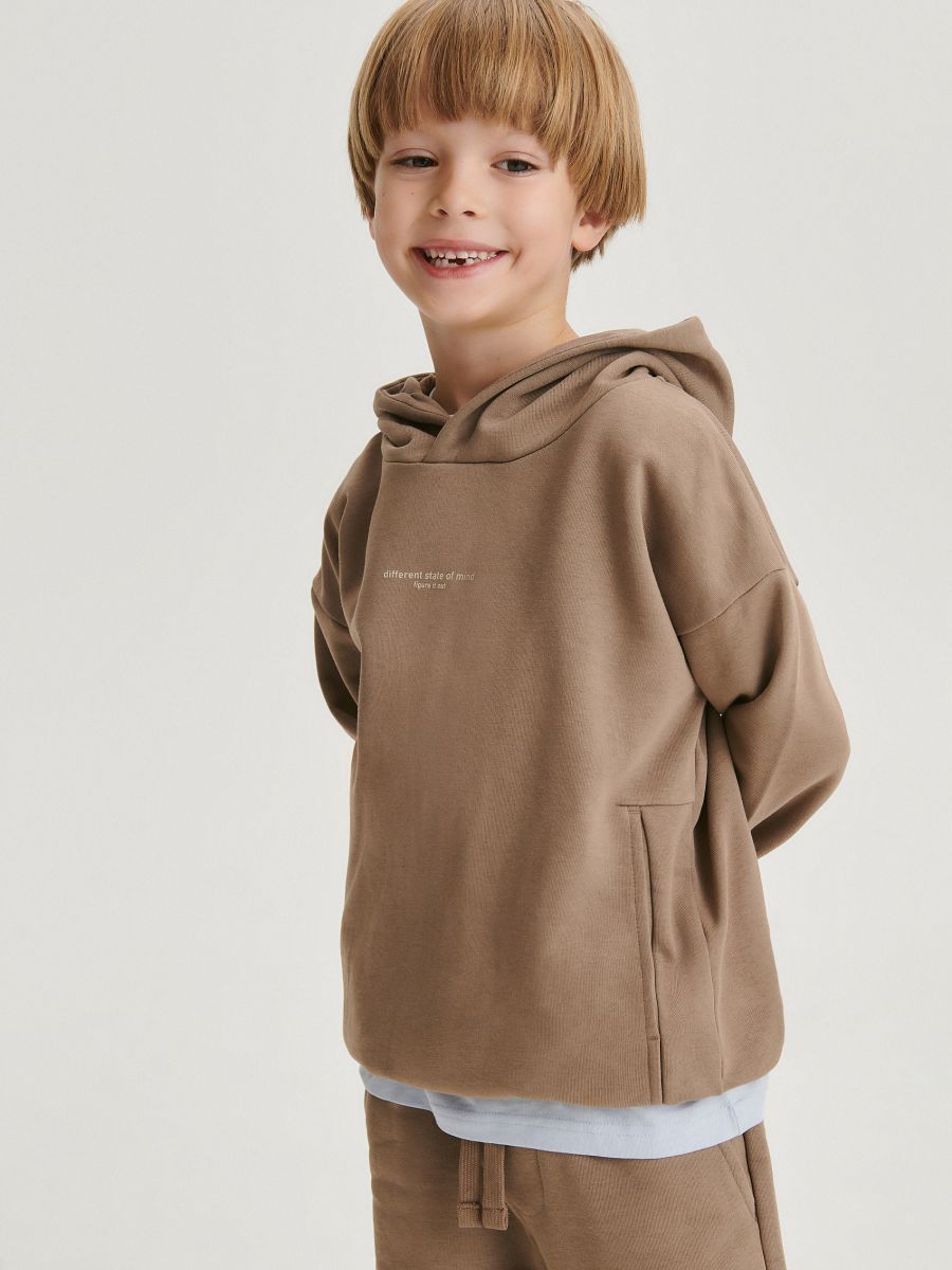 Felpa oversize con cappuccio - marrone - RESERVED - 4