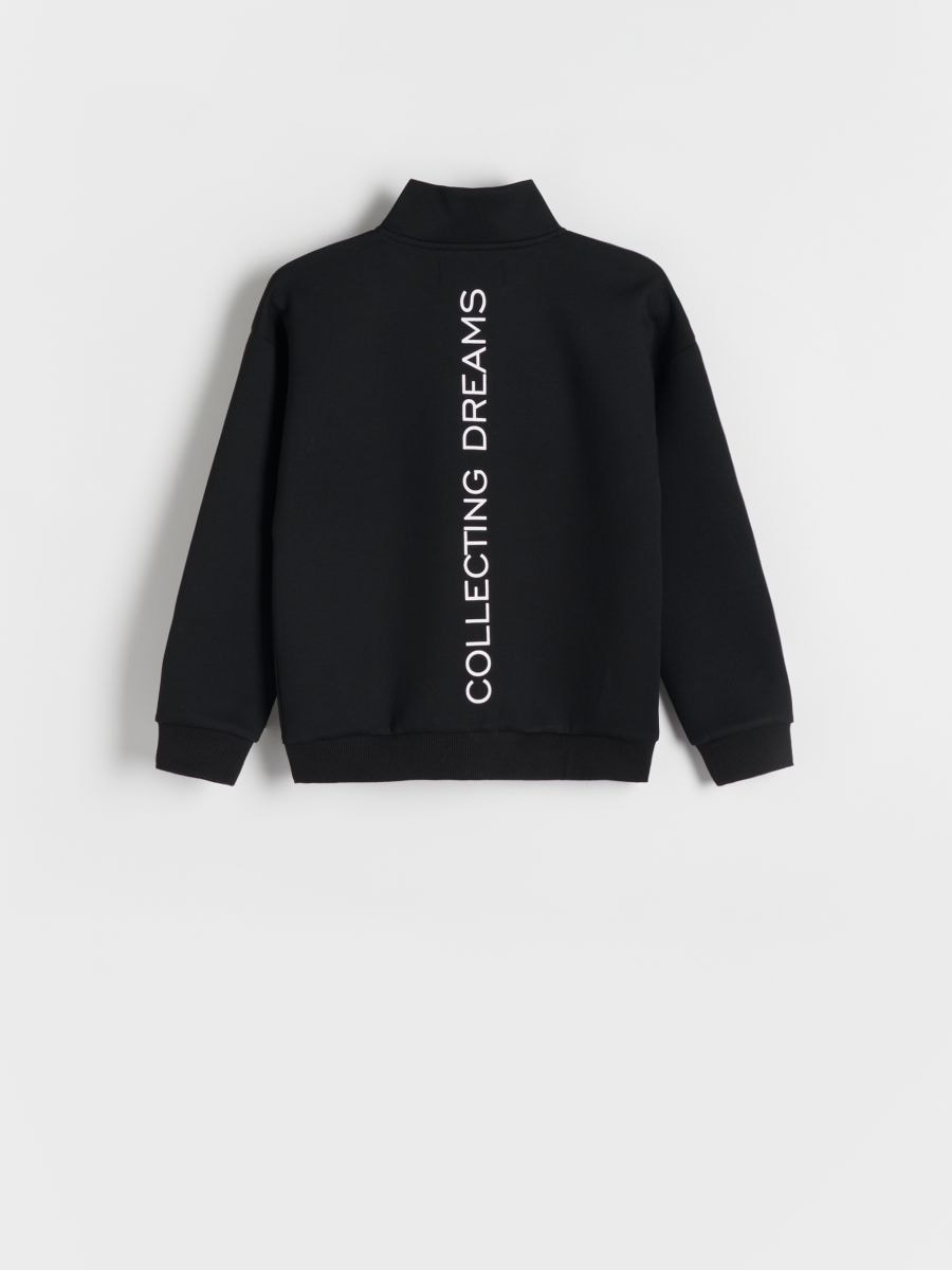 Zip up sweatshirt with stand up collar - black - RESERVED - 3