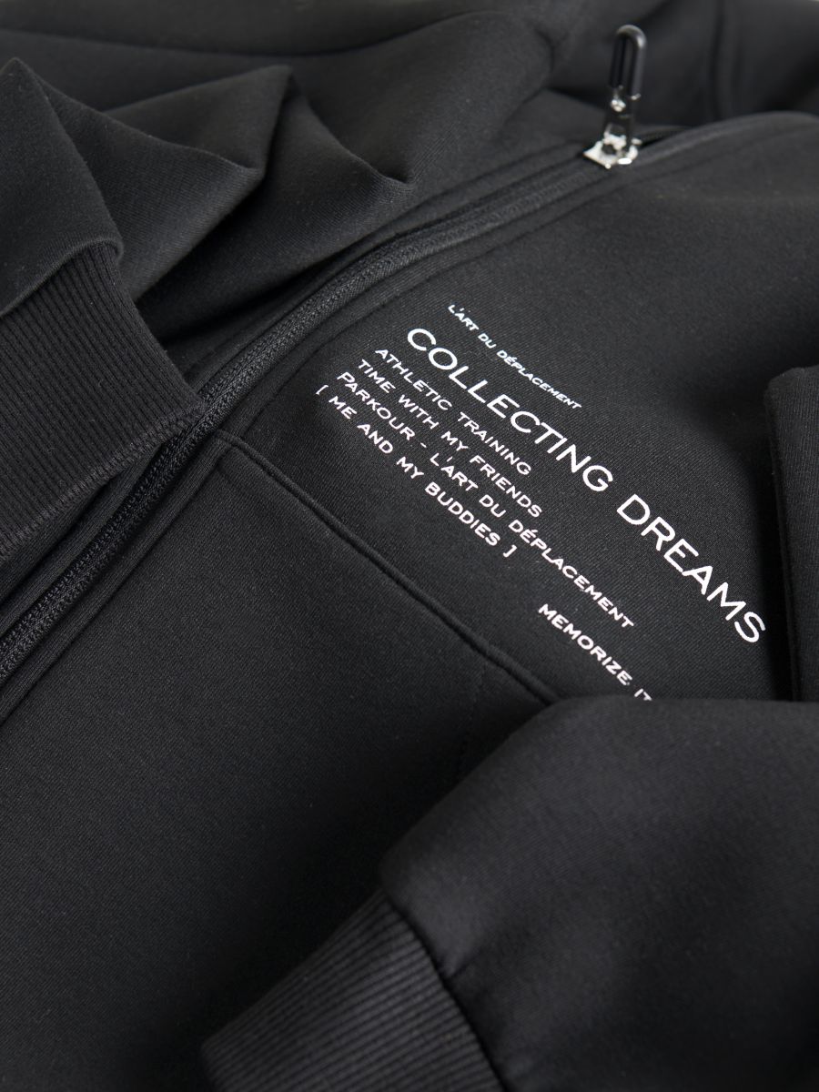 Zip up sweatshirt with stand up collar - black - RESERVED - 5