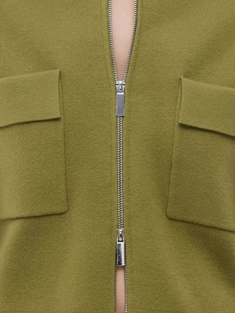 Button-up cardigan with collar - yellow green - RESERVED - 8