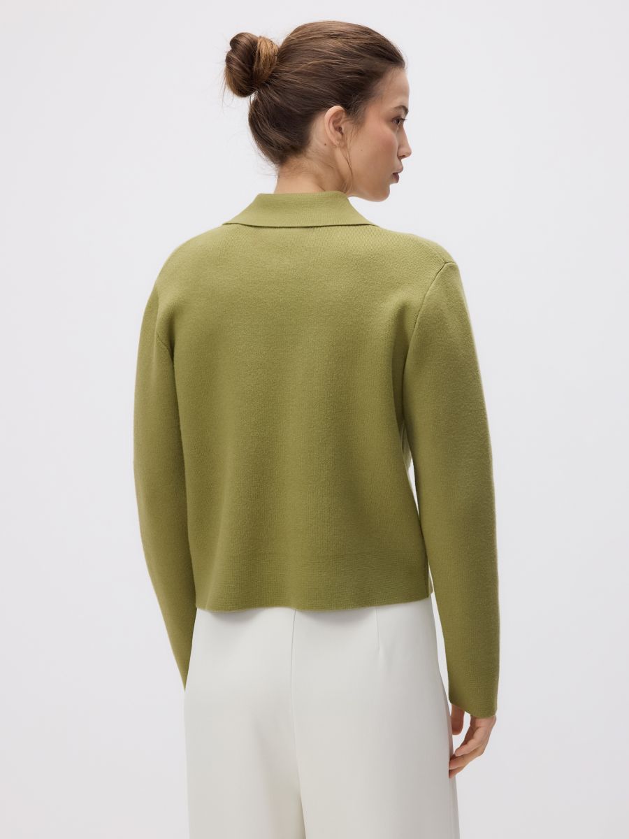 Button-up cardigan with collar - yellow green - RESERVED - 3