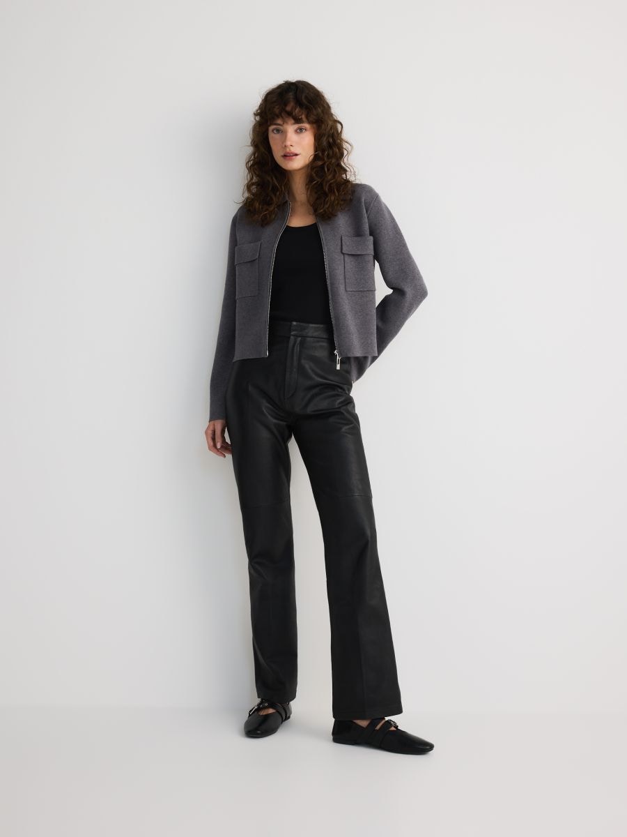 Cardigan mit Knopfleiste und Kragen - mittelgrau - RESERVED