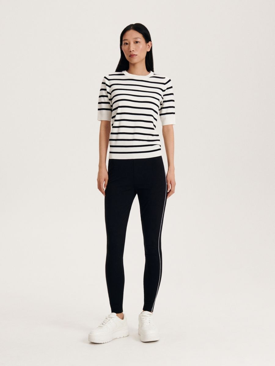 Bomuldsrige leggings - sort - RESERVED - 2