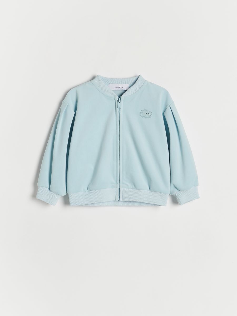 Velour hoodie - pale blue - RESERVED