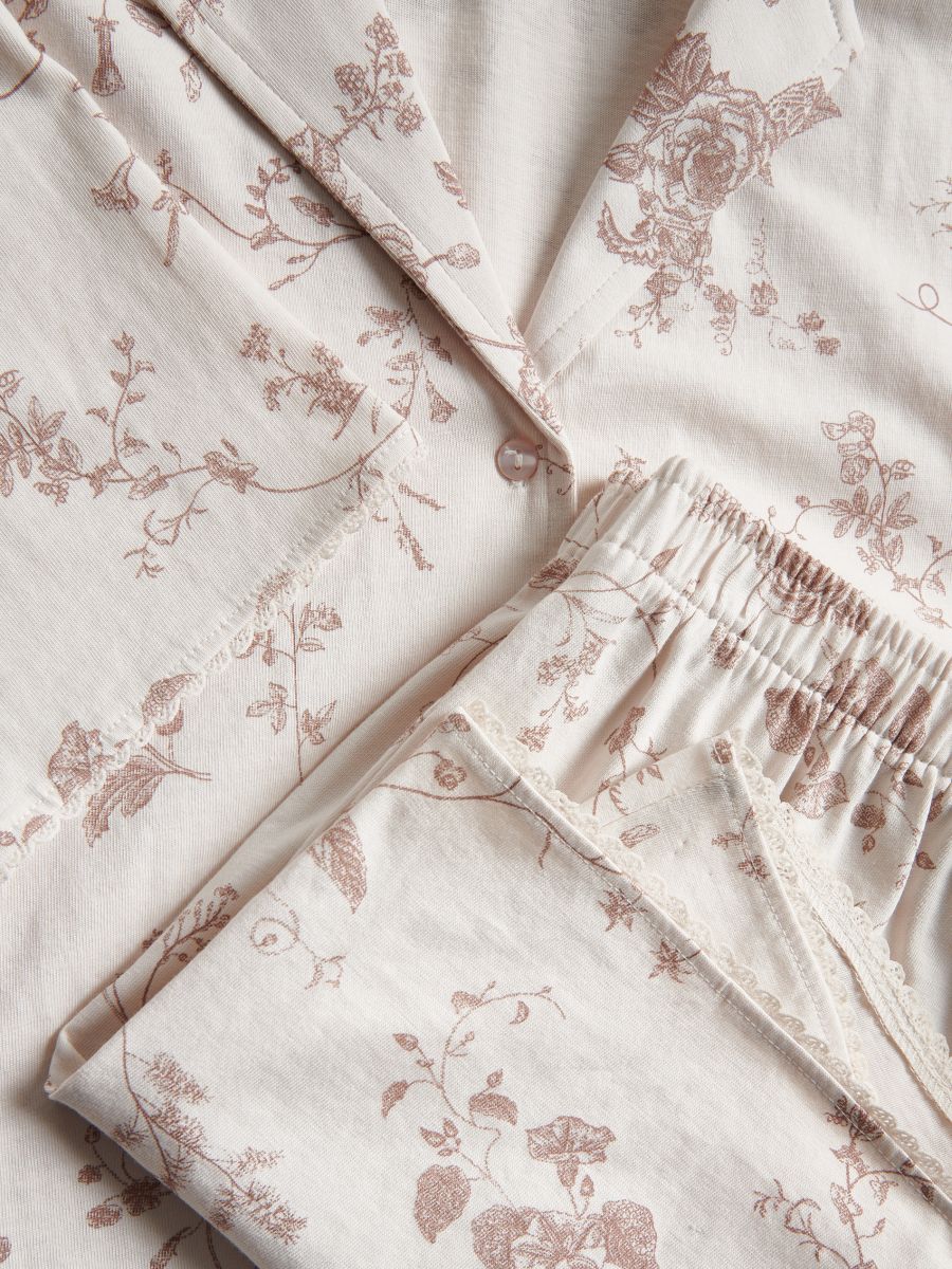 Zweiteiliges Pyjama-Set - beige - RESERVED - 4