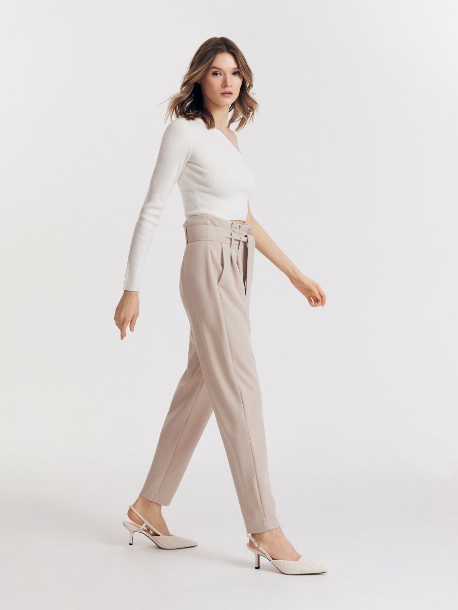 Paperbag trousers - beige - RESERVED - 2