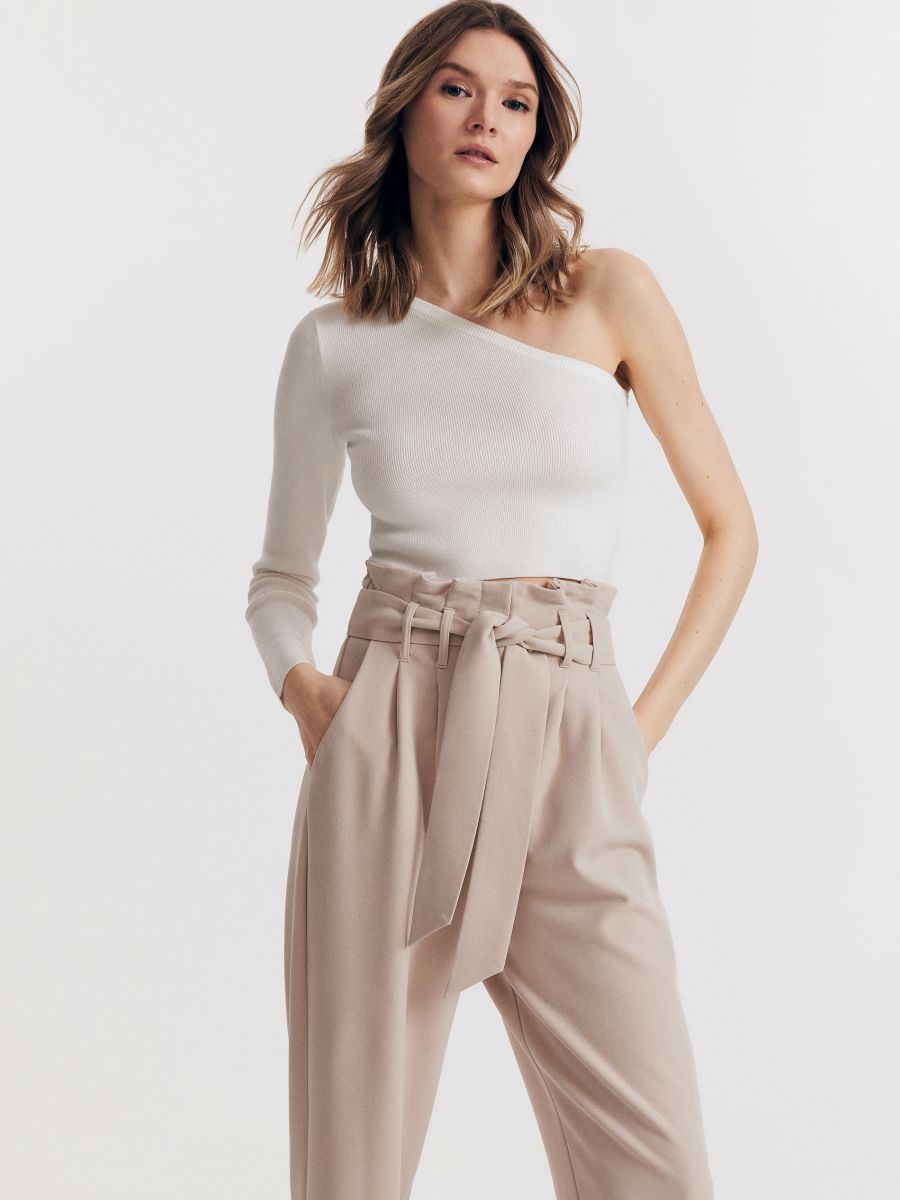 Paperbag trousers - beige - RESERVED - 3