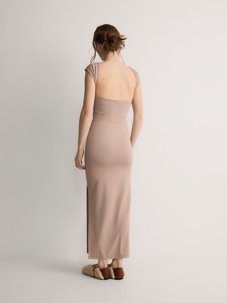 Maxi skirt with side split - beige - RESERVED - 3