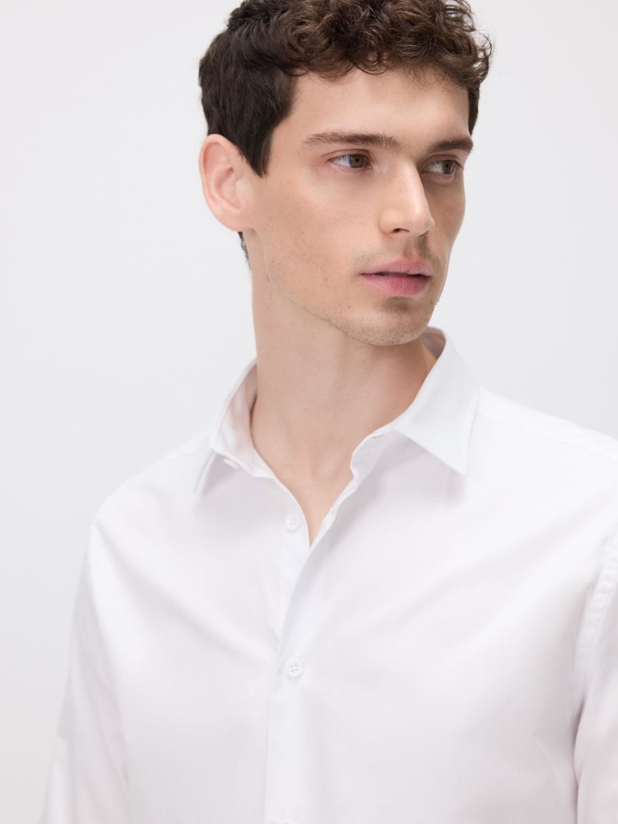 Slim fit cotton rich shirt - white - RESERVED