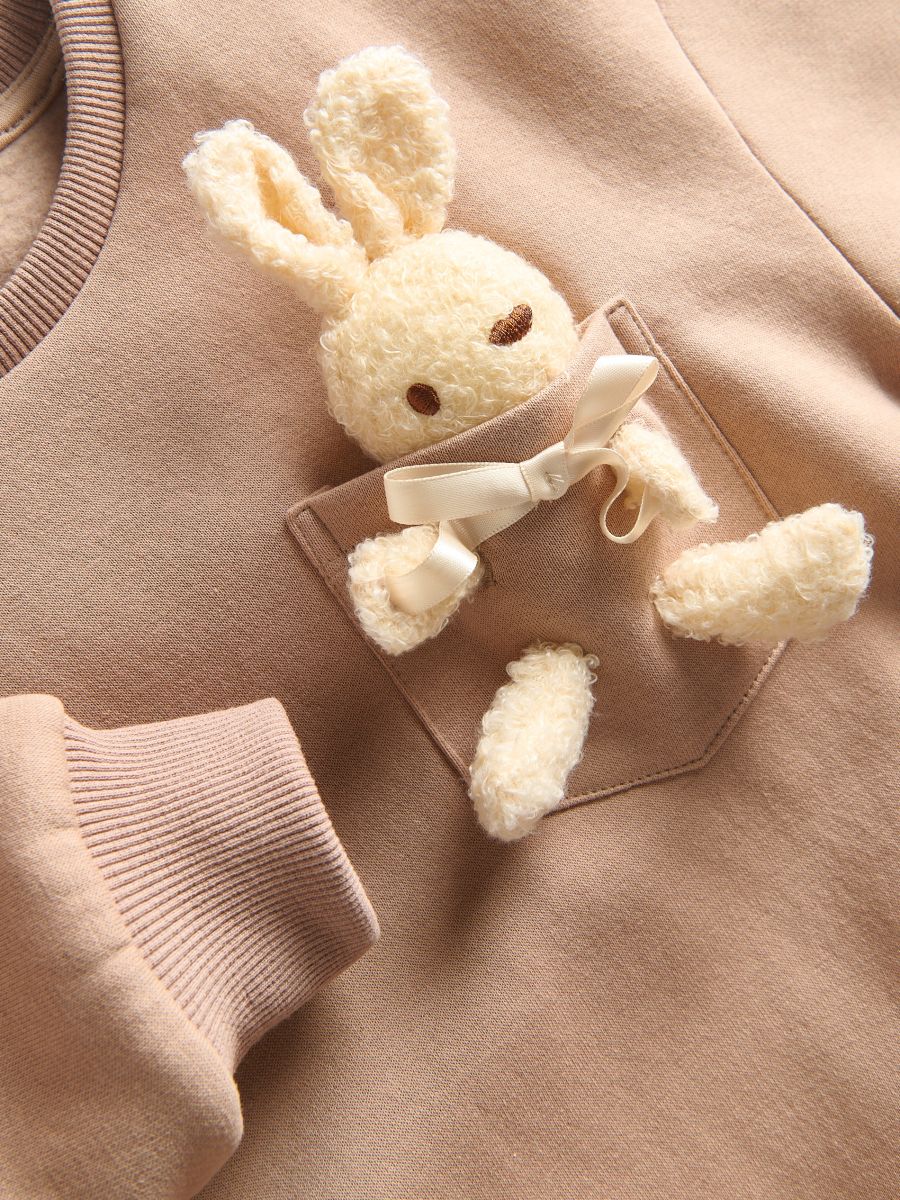 Bluza z aplikacją 3d - beżowy - RESERVED - 4