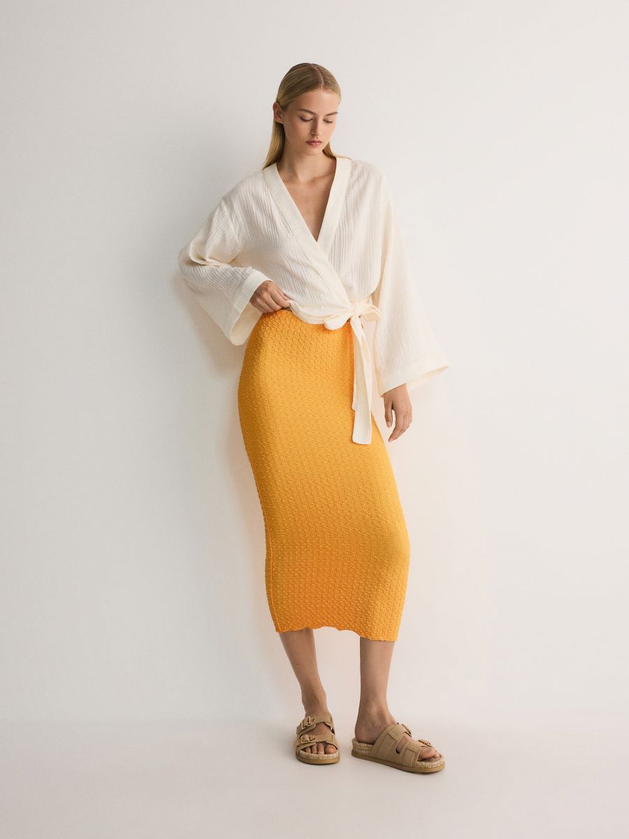 Jersey maxi skirt - orange - RESERVED