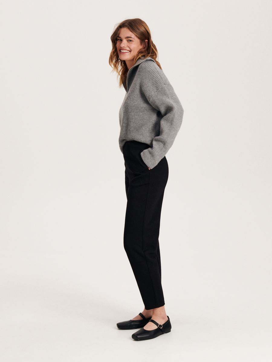 Trousers with decorative stitching - black - RESERVED - 2