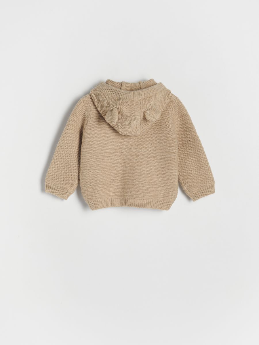 Strickjacke aus Strukturmaterial mit Kapuze - beige - RESERVED - 2