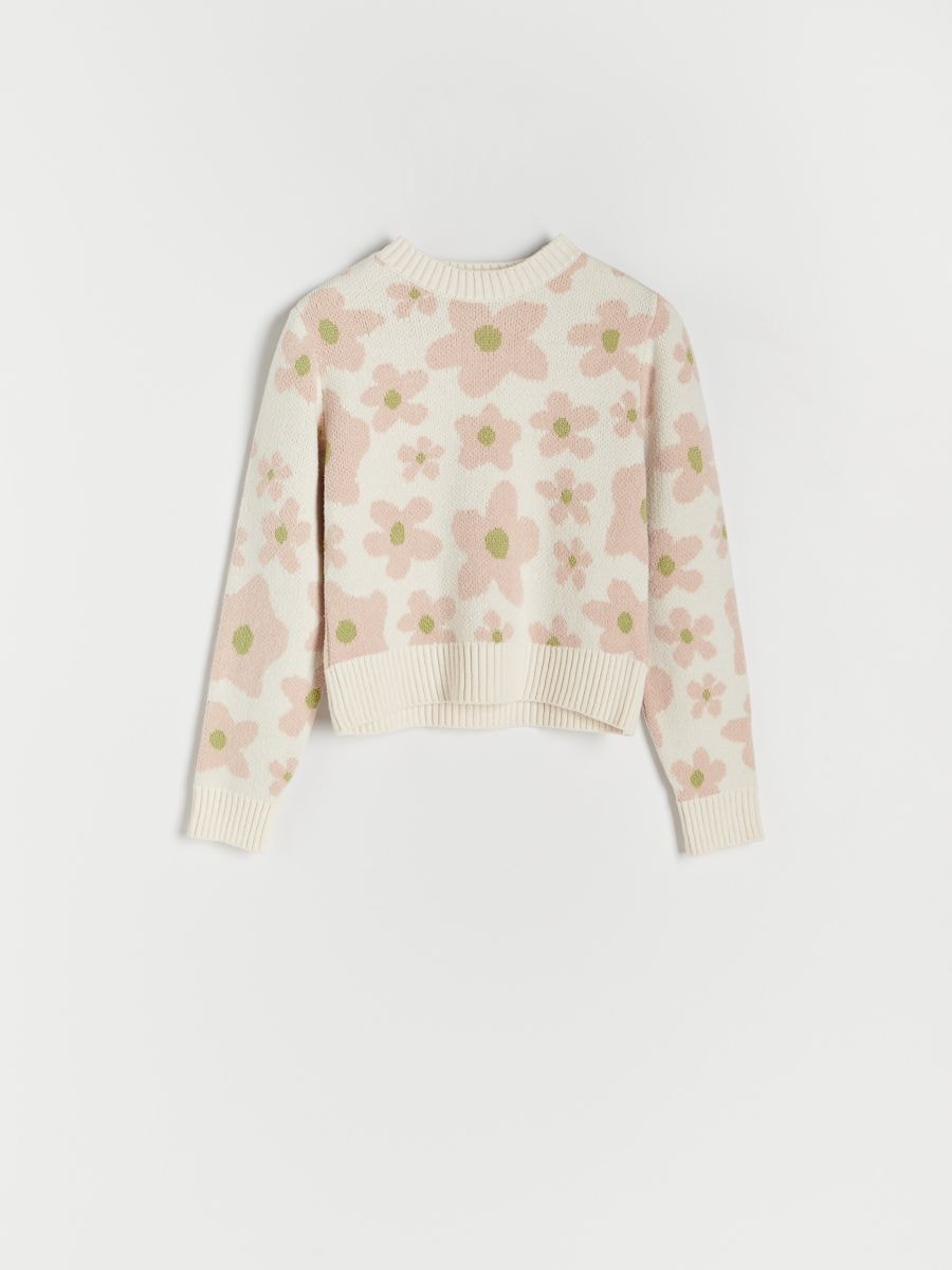 Sweter w kwiaty - kremowy - RESERVED - 4