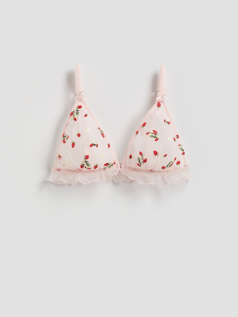 Mesh bra with ruffle - pastel pink - RESERVED - 5