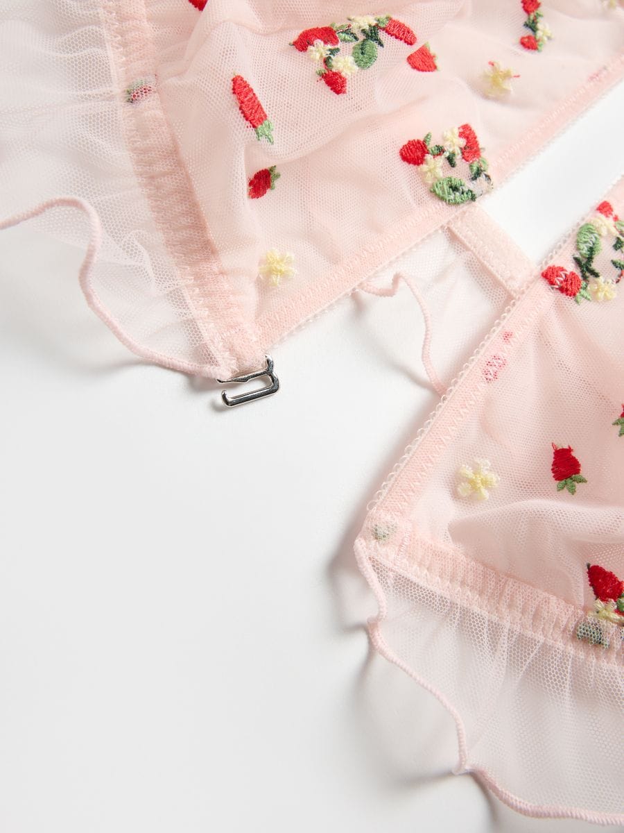 Mesh bra with ruffle - pastel pink - RESERVED - 6