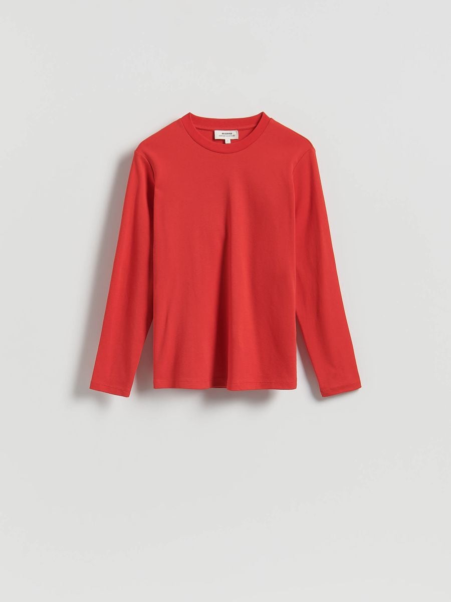 Cotton long sleeve T-shirt - spicy red - RESERVED