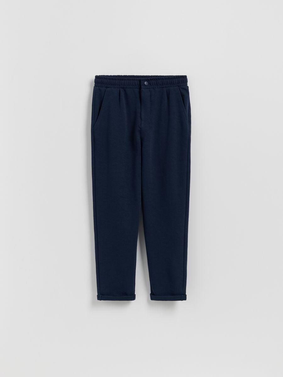 Pantaloni chino din material structurat - bleumarin - RESERVED