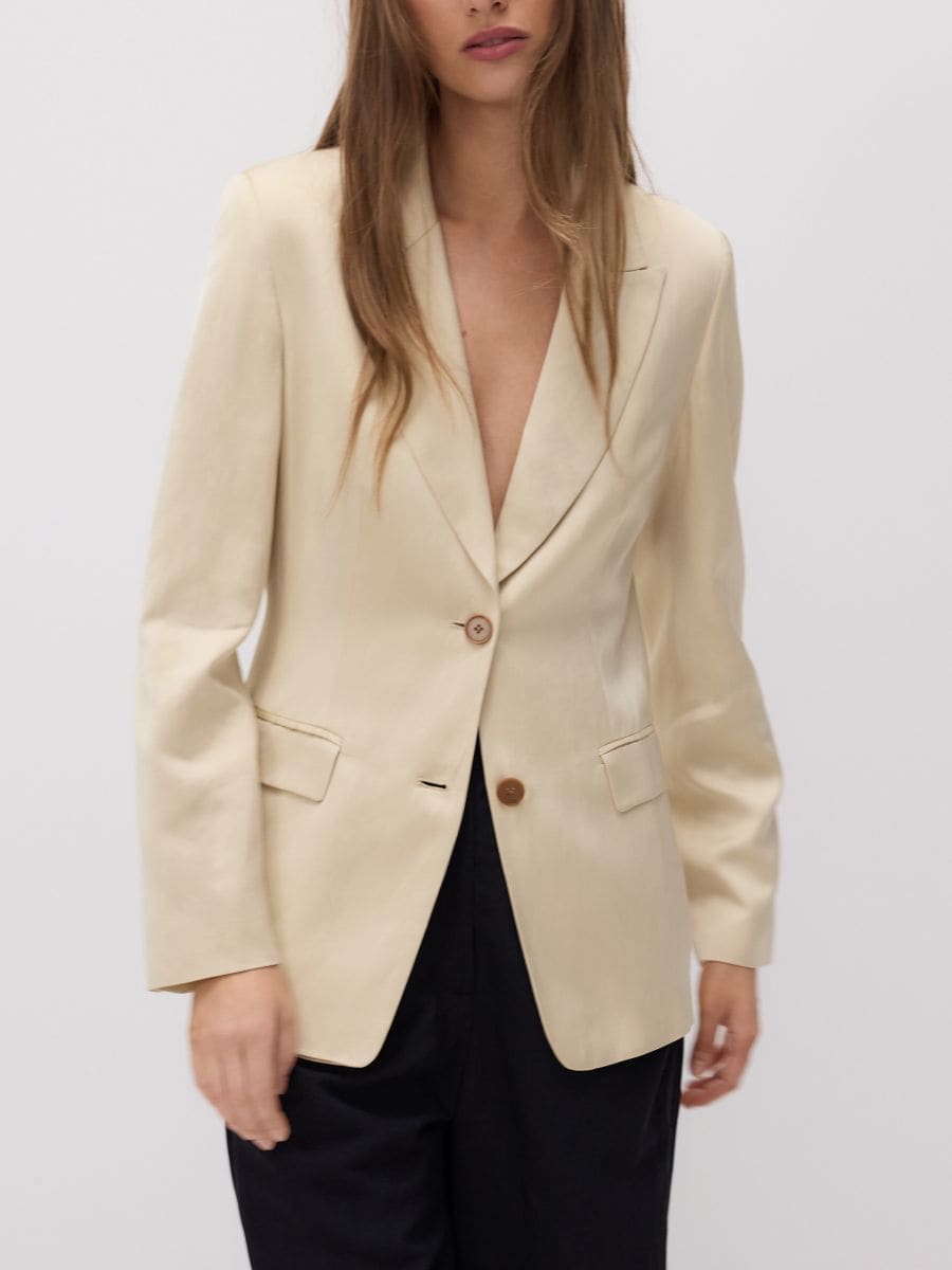 Linen blend satin blazer - nude - RESERVED - 2
