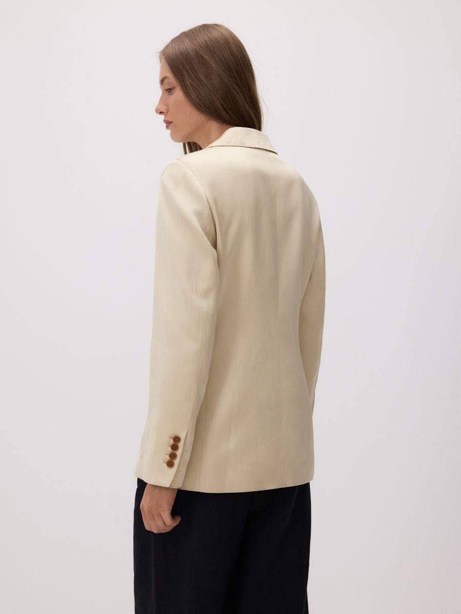 Linen blend satin blazer - nude - RESERVED - 3