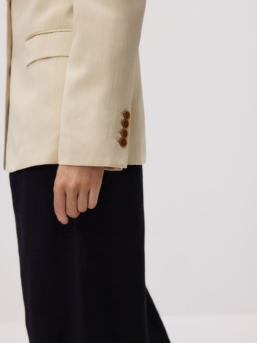 Linen blend satin blazer - nude - RESERVED - 4