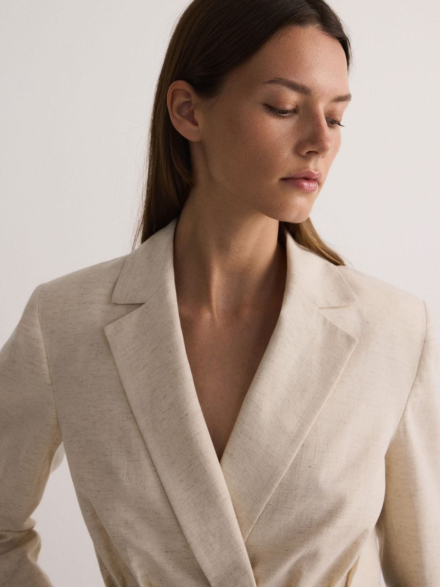 Short linen blend jacket - beige - RESERVED - 3