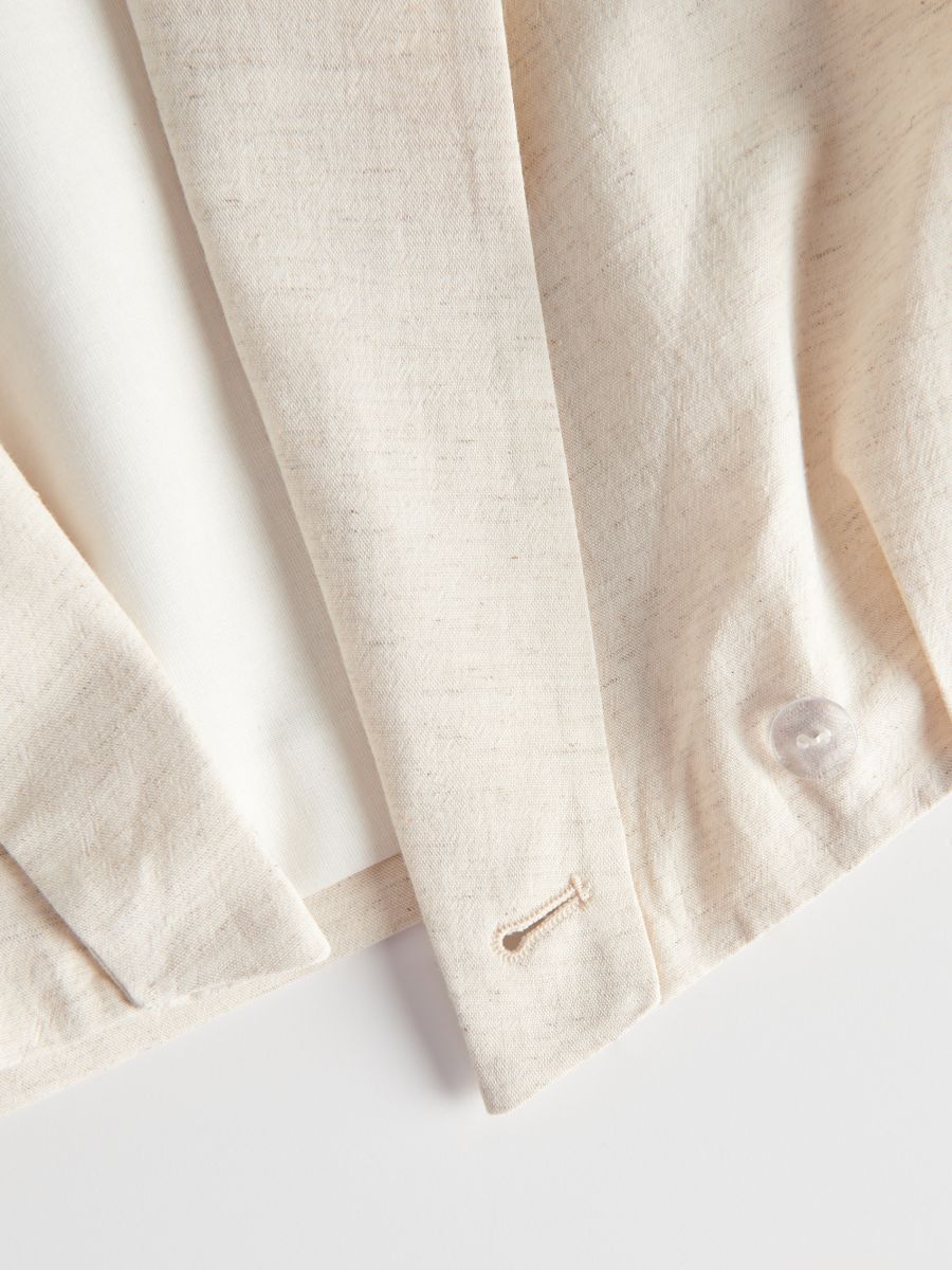 Short linen blend jacket - beige - RESERVED - 6