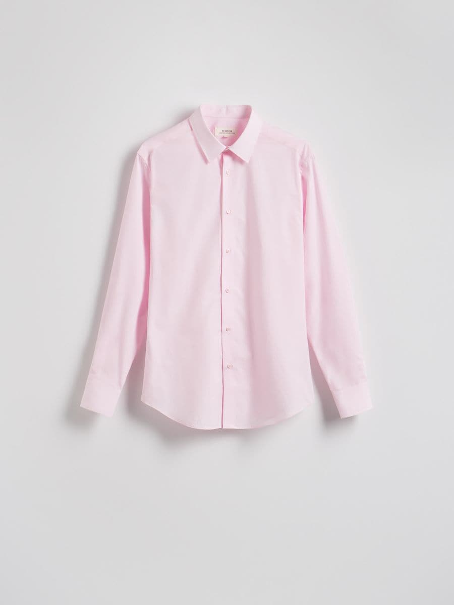 Bomullsskjorta i slim fit - PASTELLROSA - RESERVED