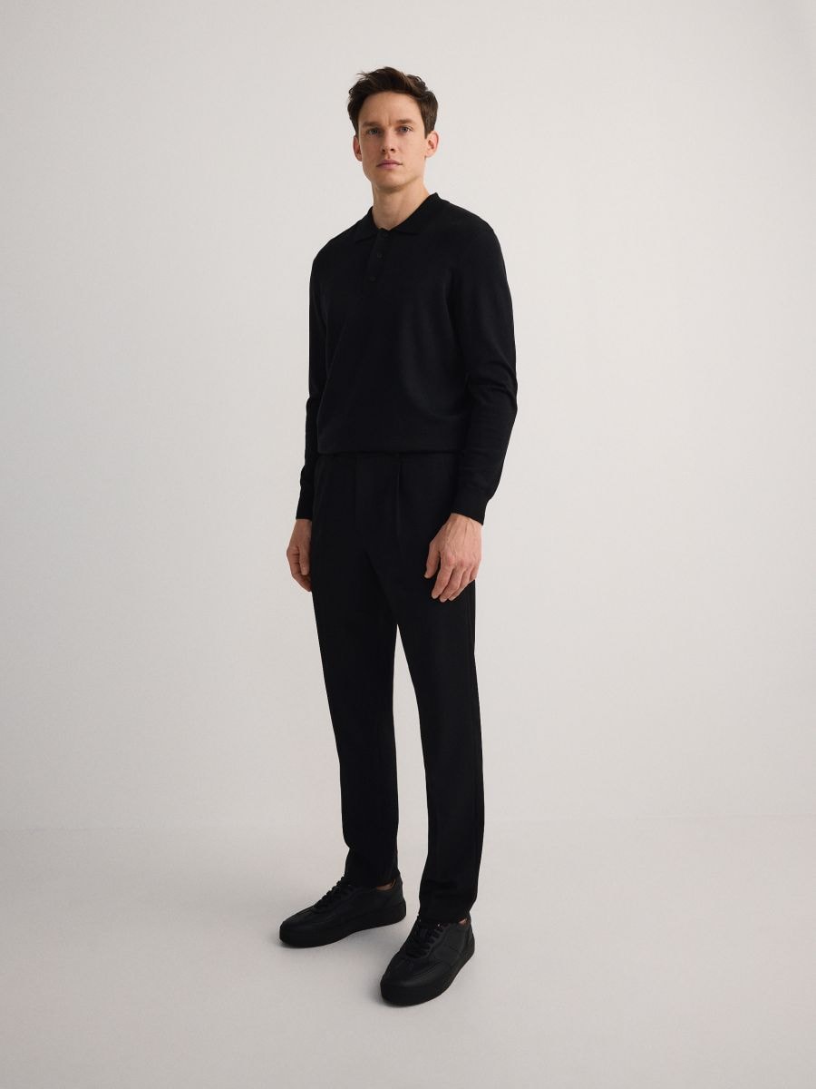 Slim trousers with pressed crease - black - RESERVED - 2