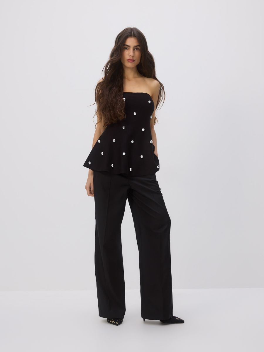 Wool blend trousers - black - RESERVED