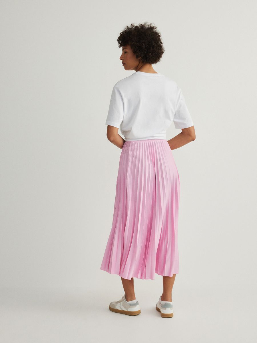 Pleated midi skirt - pastel pink - RESERVED - 3