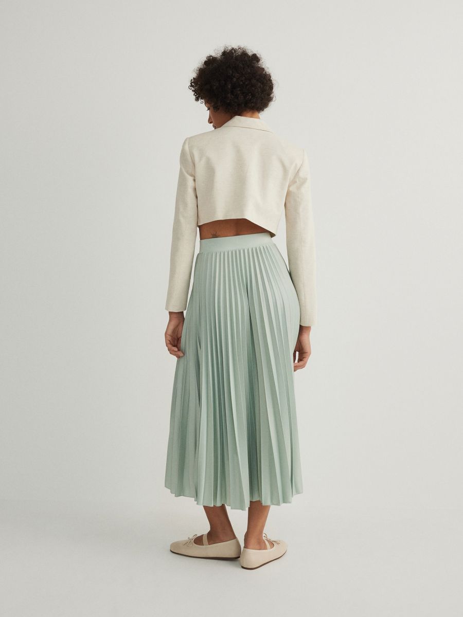Pleated midi skirt - pale green - RESERVED - 3