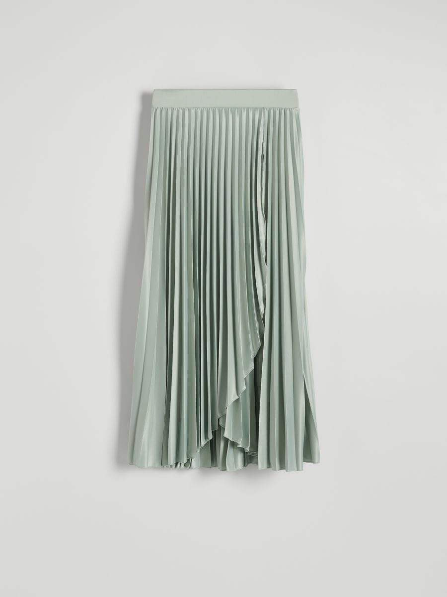Pleated midi skirt - pale green - RESERVED - 4