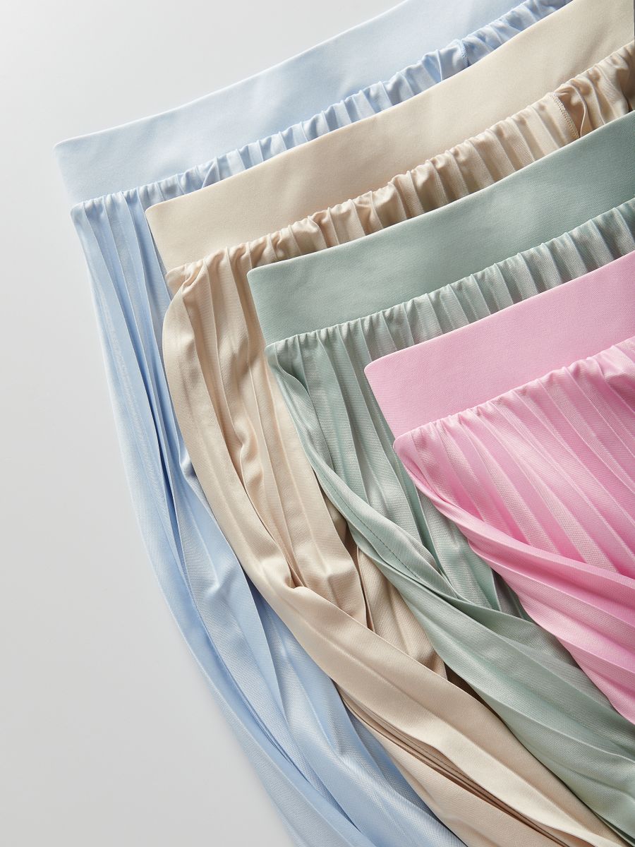 Pleated midi skirt - pale green - RESERVED - 7